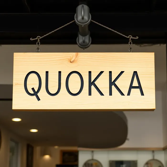 A wooden sign reading QUOKKA