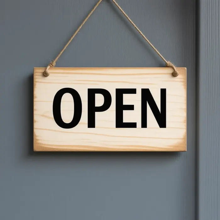 A wooden sign reading OPEN from Stable Diffusion 3.5